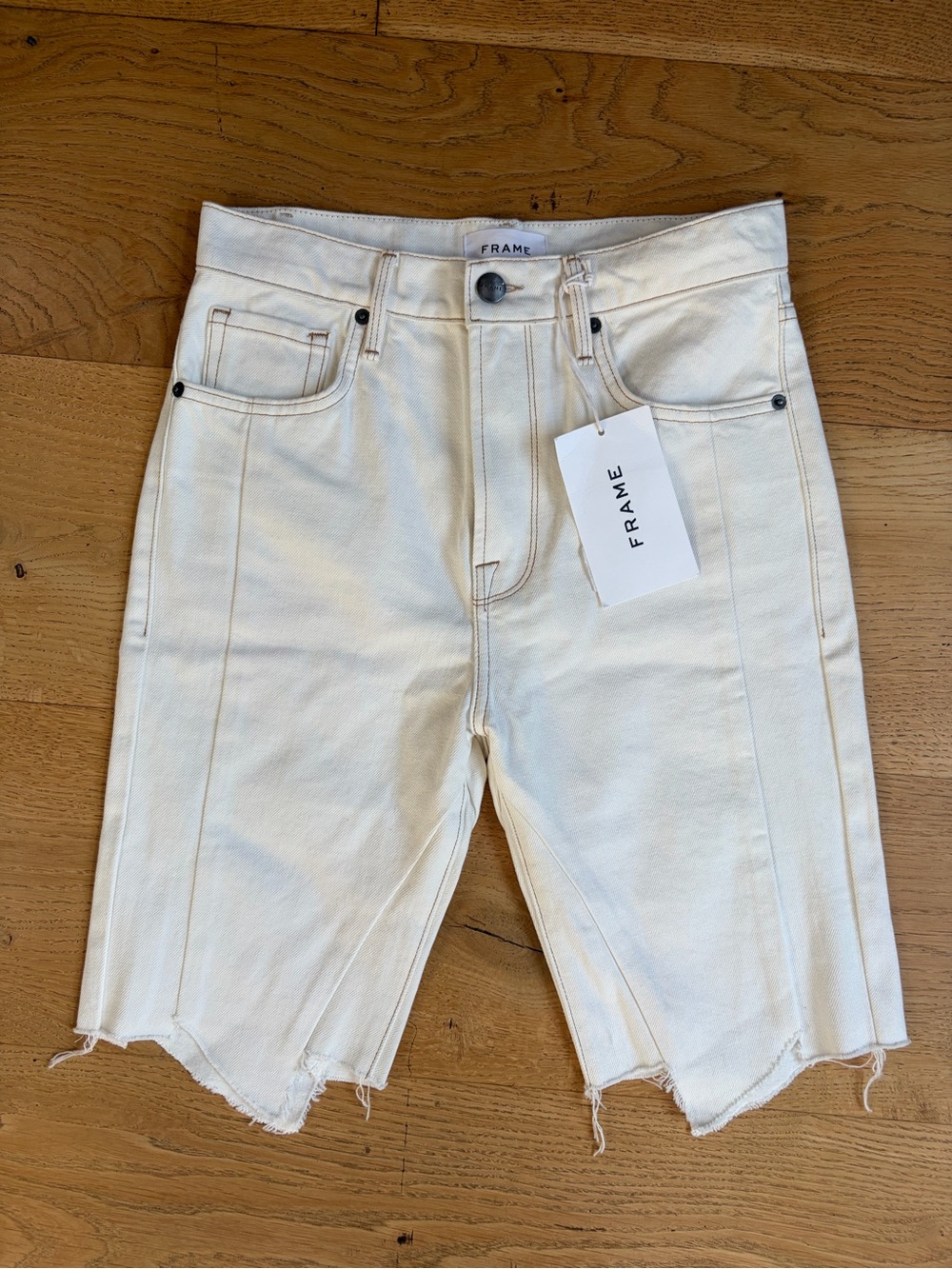 Frame Denim Le Vintage Bermuda Off-White Denim Shorts